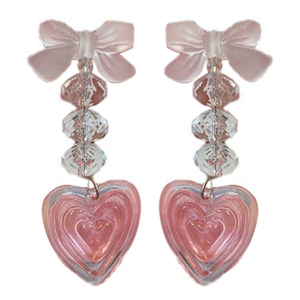 Kvinnor Akryl Kärleksörhängen Akryl Heart Drop Örhängen Lovely Ear Decoration Pink
