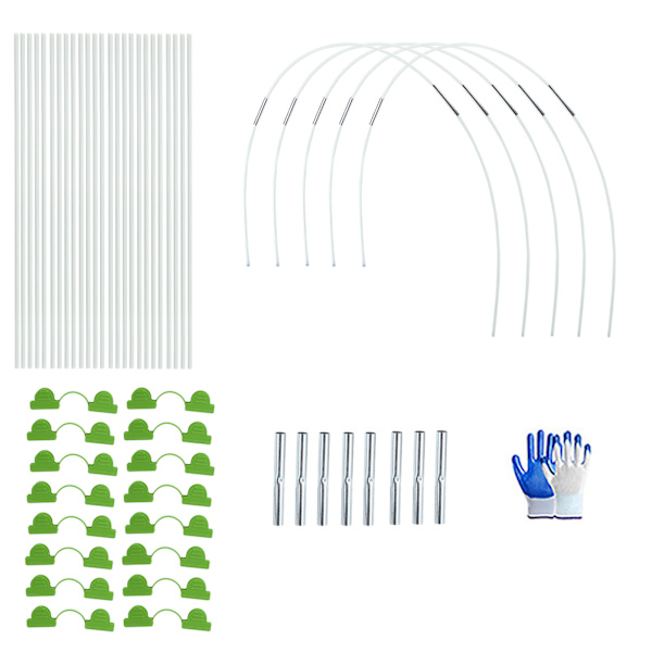 (Storlek L: 5 skarvar - 5 bågar) DIY Växtstöd Trädgårdsspålar Rostfria Fiberglasstöd Bågar Ram Växthusbågar för Trädgårdsduk