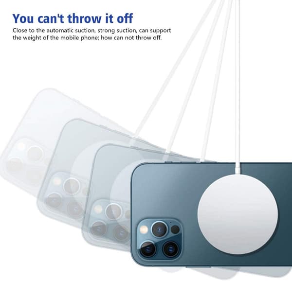 [02]Trådløs Oplader MagSafe-kompatibel til iPhone Samsung.. Sølv, one size