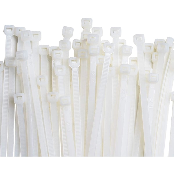 100 stykker professionelle kabelbindere 100 x 2,5 mm Kabelbinderhåndtag farve hvid, temperaturbestandig