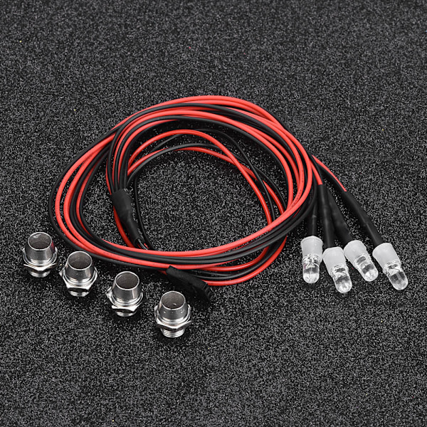 4 stk 5mm Frontlykter RC Tilbehør LED Lys for 1/10 Modellbil Lastebil (13# Hvitt Lys Rødt Lys)