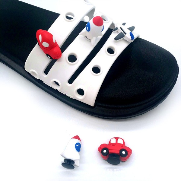 6 stykker vogn 3D Clog Sandaler Ornamenter,Sko Charms,Søte Sko Ornamenter for Clogs Sko Sandal Armbånd DIY