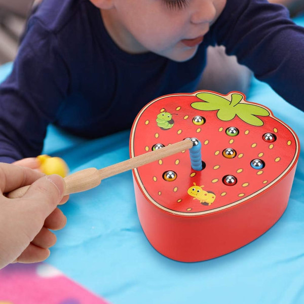 (Mansikka) 1 kpl Baby Catch -peli, magneettinen pöytähedelmän muotoinen ansapeli Pulmapeli Oppimispeli Interaktiivinen lautapelilelu Syntymäpäivä Joululahja