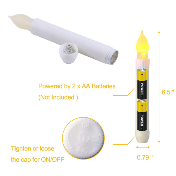 12 stk Flammeløse LED stearinlys lys Batteridrevet votive LED taper stearinlys til jul bryllup fødselsdagsfest Halloween værelse dekorationer, 6,5 x 0,9