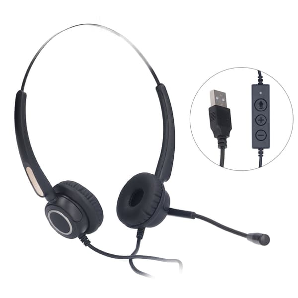 Støjreducerende USB-headset til Call Center Online Kursus HD Lyd Computer Headset
