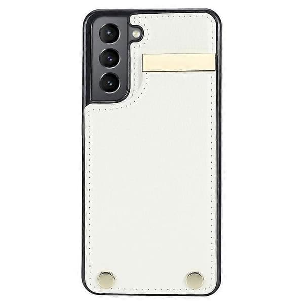 Compatible with Samsung Galaxy S21 FE 5G Mobile Phone Case, Drop-Proof Card Holder Case with Hardware Decoration White