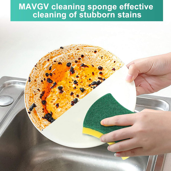 24 stk miljøvennlige anti-ripe rengjøringssvamper for oppvask, for skrubbing av oppvask