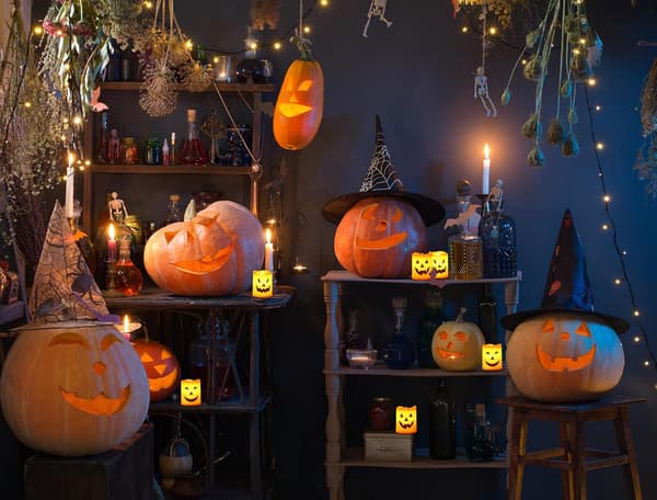 [02] 6 stk. Halloween Mini Flammefrit Jack-o'-Lantern Lys