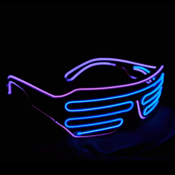 Neon Rave-glasögon (lila blå) Blinkande LED-solglasögon lyser upp DJ-kostymer för fest, 80-tal, EDM, Halloween