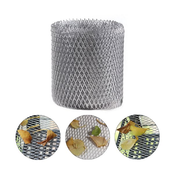 (Emballage størrelse 13*13*16cm, materiale: aluminium) Tagrende Beskyttelsesnet tagrende net havearbejde net bredde, 6 tommer X længde 6 meter