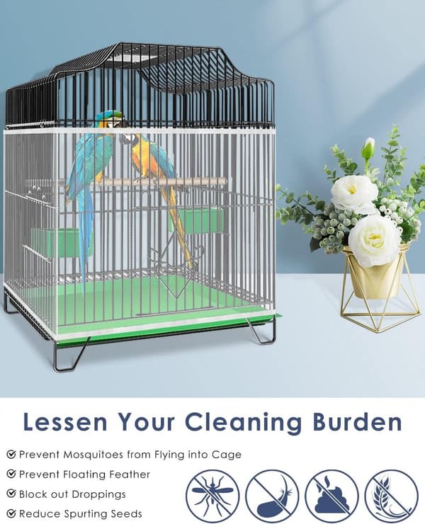Bird Cage Net - Universal Splash Guard Seed Catcher Dust for Skirt Dustproof Net Accessory 40*150-220 cm White_yu