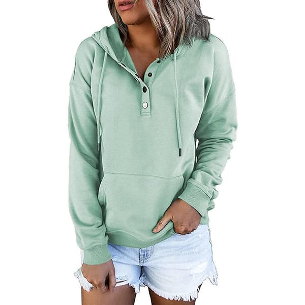 Dame sweatshirt med snøre, langærmet hættetrøje med lomme til efterår vinter Apricot