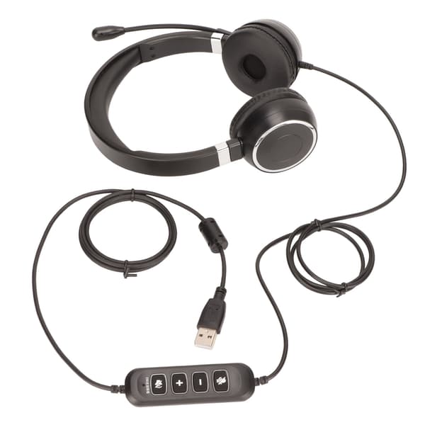 USB PC-headset för callcenter med mikrofonmute och volymjustering