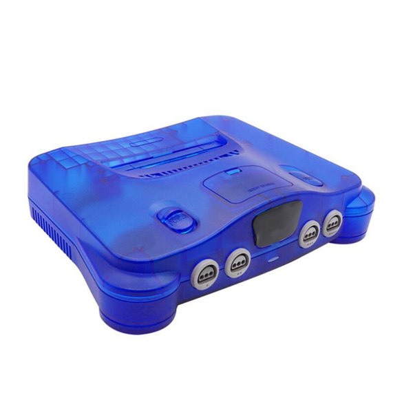 Retro videospilkonsol etui Gennemsigtig blå erstatningsbeskyttelsesskal til N64 Retro videospilskonsol