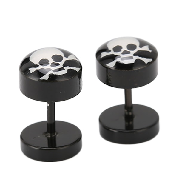 2 stk Skalleøredobber, Retro DIY Små Lette 14mm/0.6in Lengde Sorte Studder i Legering Materiale for Menn Hverdagsbruk