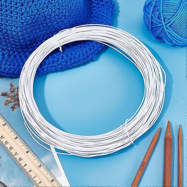 50m/54,7 Yards Hvit Hattemakerståltråd 1mm Diameter Hvit Blomstertråd Rund Myk Hattemakerståltråd PVC-belagt Hattemakerståltråd Jern