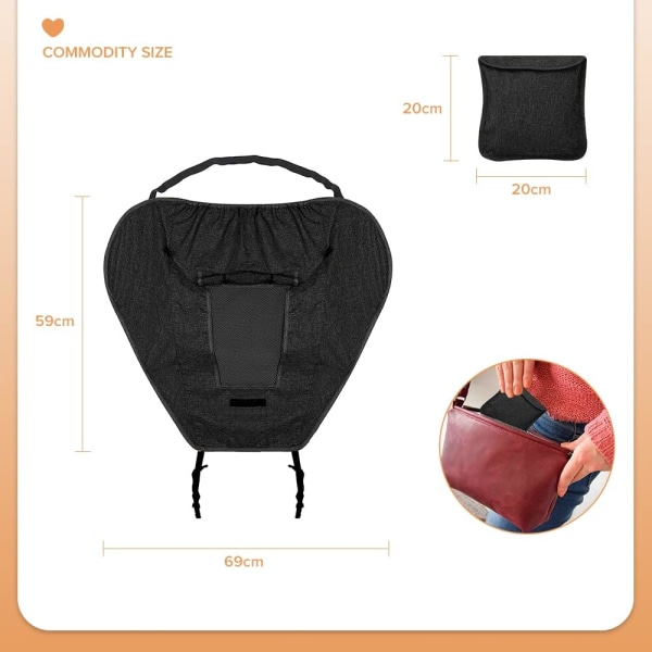 Solskydd för barnvagn, svart kapell Solskydd för barnvagn, UV 50+ justerbar solskyddsfat med förvaringsväska