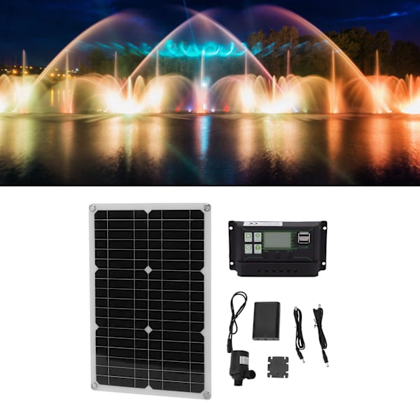 Solcellsvattenpumpssats Monokristallin 20W 18V Hög Flödeshastighet Hög Effektivitet Miljöskydd för Trädgårdsdammar