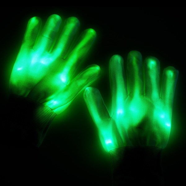 1 pari (vihreä) - Valoisat LED-täyssormikäsineet Käsineet - parhaat lahjat lapsille ja aikuisille juhliin/halloween/joulu/juhlat/klubi/ilta/lavaesitys