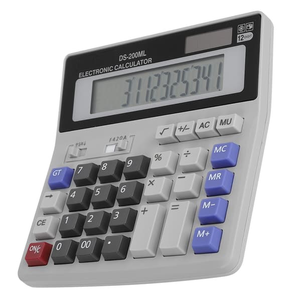 Solcelledrevet kalkulator 12 sifre LCD-skjerm Basic Office Standardfunksjon