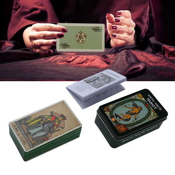 Tarotkort Set Leksak för Nybörjare Fritidsunderhållning Spel Förgyllningsprocess Högkvalitativ Järnask med Guidebok
