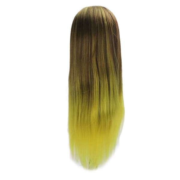 Hår Mannequin Hode Simuleringsblekk Gul Gradient Hårfletting Øvelseshode for Frisører