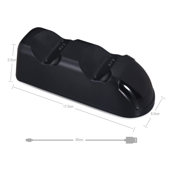 Laddningsstation med dubbla kontroller USB driven snabb säker spelkontroller Laddare docka för PS4 Slim PRO Black- W
