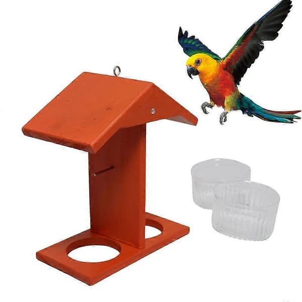 【02】fuglefoderbræt til udendørs fodringsstation til oriole vejrbestandig dobbeltkopper fuglefoderbræt til have terrasse dæk balkon