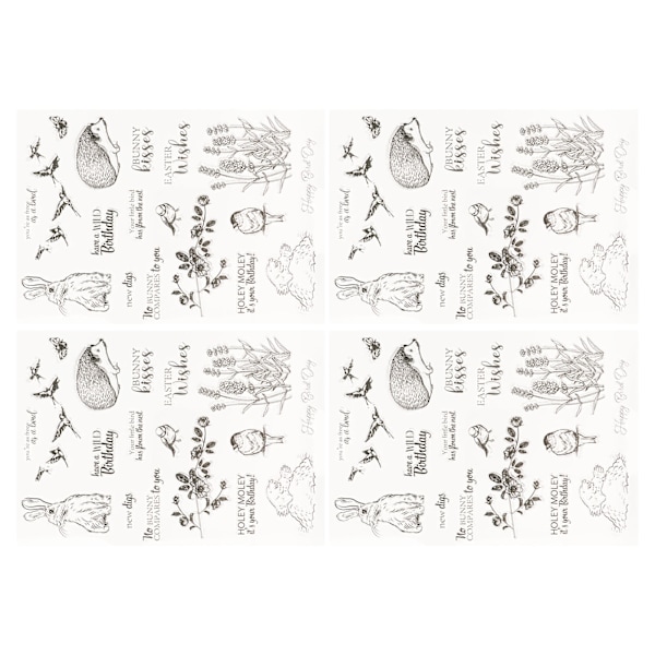 Sett med 4 klare TPR-stempel for DIY-preging og scrapbooking-prosjekter