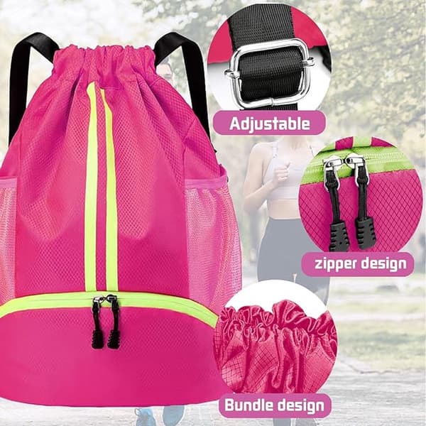 Backpack - School Bag Sport Unisex Practical & Stylish With Drawstring Adjustable With Ball Pocket Bottom Waterproof_yu