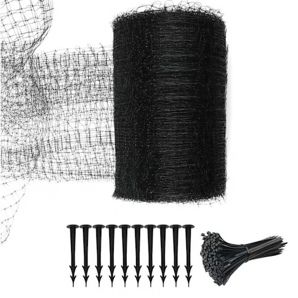 Fågelskyddsnät, anti-hjort staketnät Fågelskyddsnät - (bredd 2,1 meter, längd 30 meter, 50 st kabelband + 10 markspikar, maskstorlek 1,9 cm)