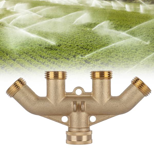 G3/4 Messing 4-vejs Havevandsslange Splitter Kugleventil Slange Adapter Vandhane Ventil Stikkontakt