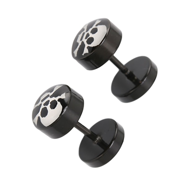 2 stk Skalleøredobber, Retro DIY Små Lette 14mm/0.6in Lengde Sorte Studder i Legering Materiale for Menn Hverdagsbruk