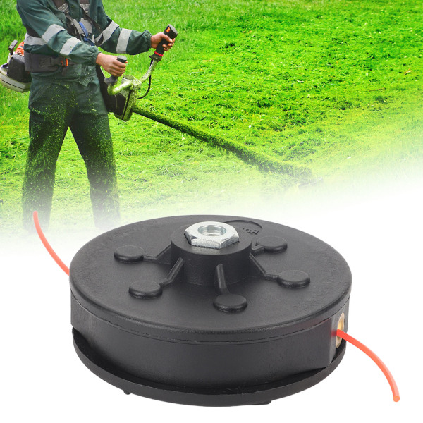 Gressklipperhode med indre gjenger M10x1.25, snor-klipperhode for hagemaskiner, svart