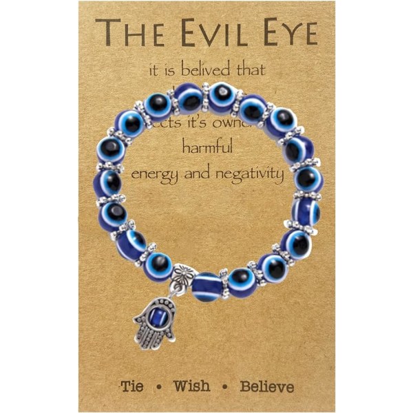Evil Eye Halsband Armband,Blå Turkiskt Glas Läderrep Evil Eye Halsband för Kvinnor Män Lucky Protection Halsband Smycken