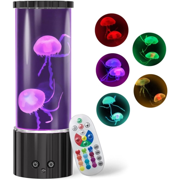Vandmænd Lava Lampe, Vandmænd Lampe Tank, Aquarium Jellyfish Tank Night Light 17 farver skiftende med fjernbetjening til børn Voksne Indretning af hjemmekontor