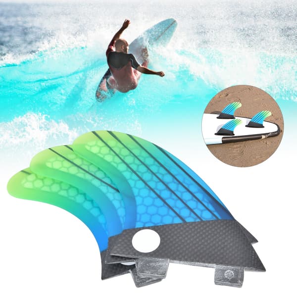 Glasfiber FCS G5 Blå Grön Gradient Surfbräda Bakfena Flexibelt Surftillbehör