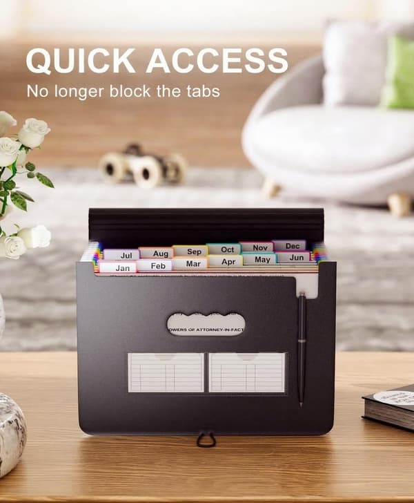 A4 Sorter, 12 Compartments Administrative Paper Storage/Binder with Dividers, Office Filing/Document Folder, Office Storage Holder with Lid