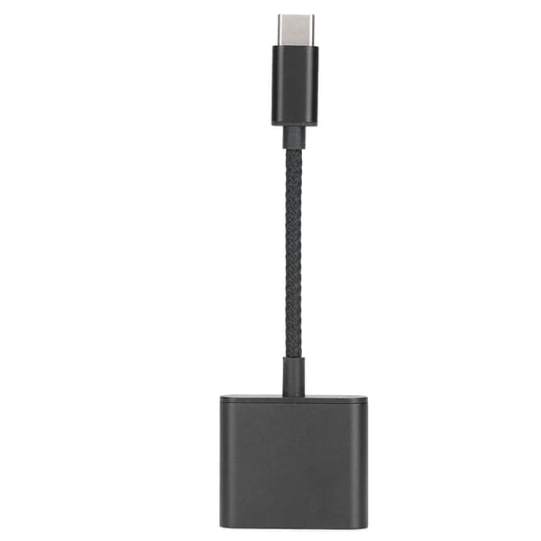 2 i 1 USB C til 3,5 mm lydadapter og 60W PD hurtiglader Type C til AUX-kontakt svart