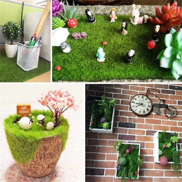 10 st Fairy konstgräs gräsmattor Miniatyr Fairy Garden Ornament Gräs Gräsmatta Trädgård gräsmattor