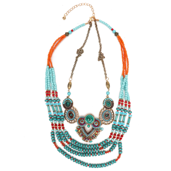 Bohemian Necklace Vintage Handmade Beaded MultiLayer Color Kläder Accessoarer Dam Smycken