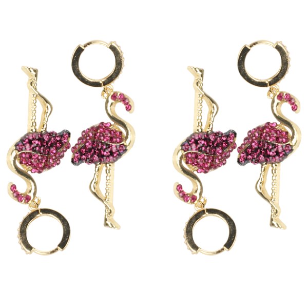 2 Par Øredobber Diamant Flamingo Drop Dangle AllMatch Mote Ørepynt