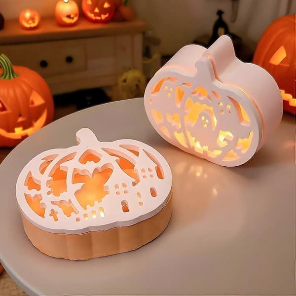 Silikoneforme Støbeforme Halloween Græskar 4 Stykker Silikoneform Græskar med Halloween Elementer Mønster, Støbeforme Silikone Halloween 4 Pieces