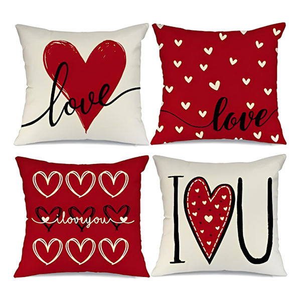 Valentinsdag Kjærlighetsbrev Trykt Lin Putetrekk - 45x45cm Pute til Stue og Soverom