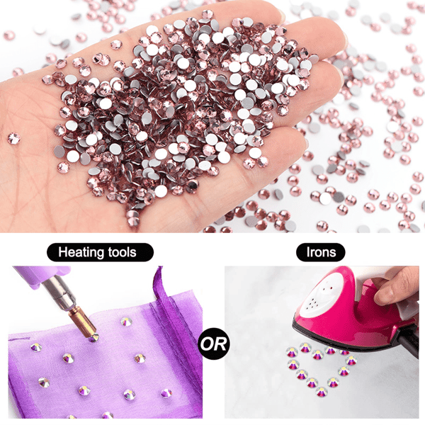 Krystallstrass Flatback Bulk Neglekunst Runde Perler Steiner Diamanter Glitter Negl