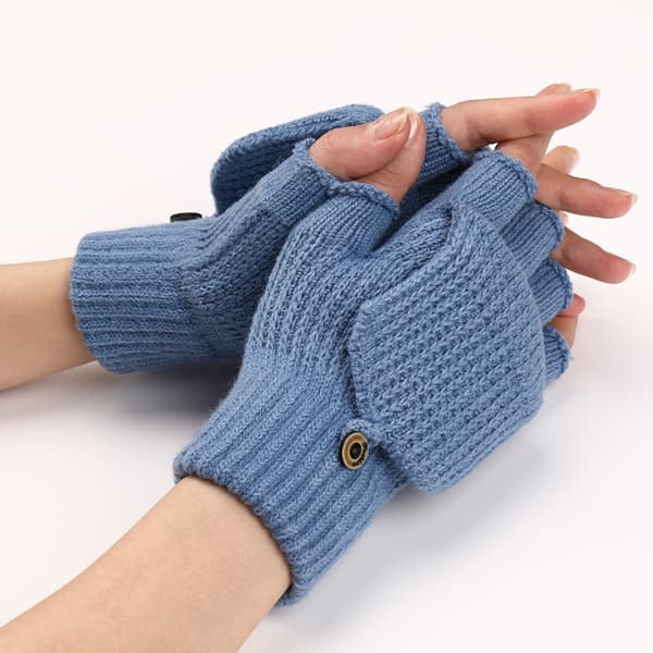 Vinterhandsker til kvinder, 2-pak varme strikkede konvertible fingerløse handsker til kvinder, gaver med vanteovertræk Combination 3