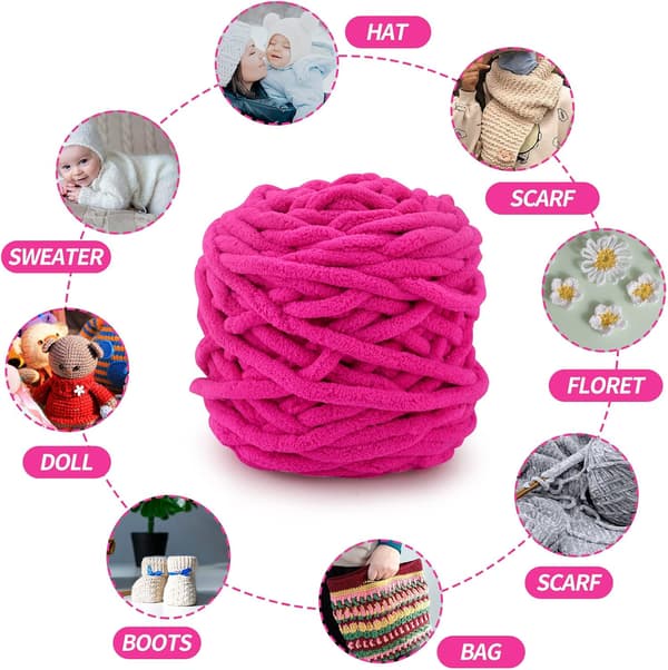 Broderigarn 4x Broderigarn til Hækling, Blødt Chunky Garn til Garnprojekter rose red