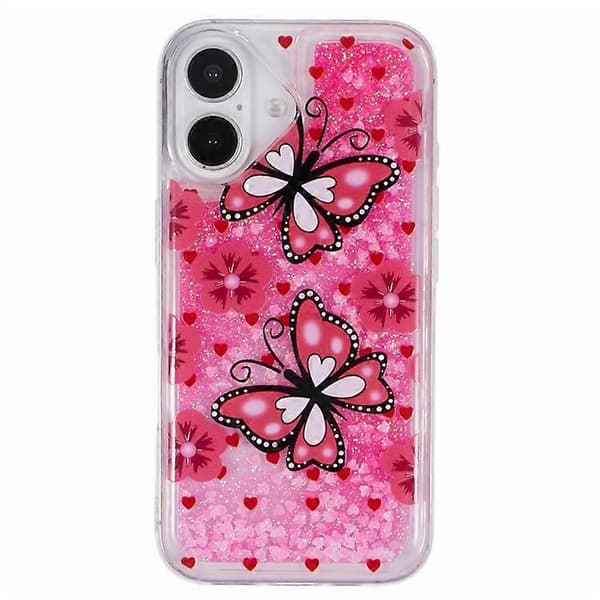 Compatible with iPhone 16 Plus Case Liquid Quicksand Pattern Soft TPU Back Cover Red