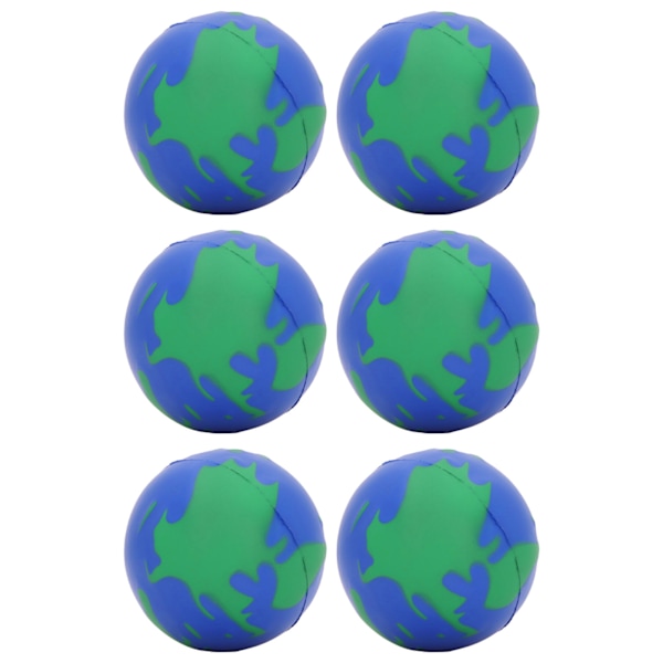 12-pack Blå Grön Jord Mjuka Bollar Simulerade Klämbara PU Bärbara Jord Stressreducerande Bollar för Barn 63mm