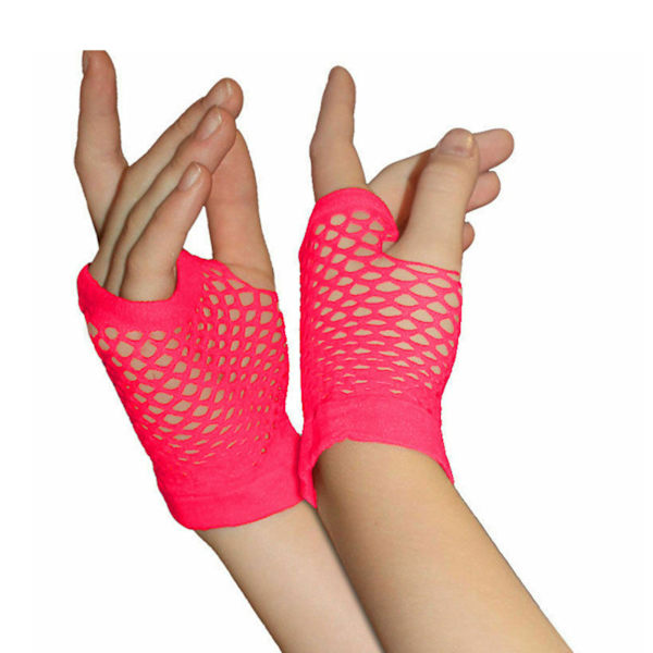Mesh Kortar Handskar Andningsbara Elastiska Klassiska Fingerlösa Fiskgarn Handskar för Bröllop Fest Cosplay Prestanda Ros Röd